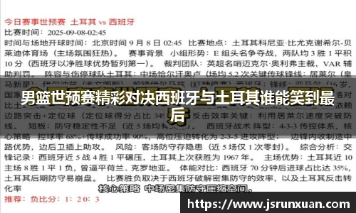 男篮世预赛精彩对决西班牙与土耳其谁能笑到最后